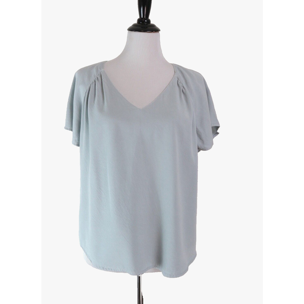 Anthropologie Maven West Size S Tencel Blend Tee Fringe Light Blue